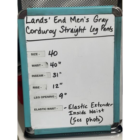 Lands End Mens Traditional Fit Corduroy Pant Gray Size 40 x 31 Elastic Extenders - Picture 9 of 9